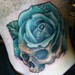 Tattoos - skull rose morph neck tattoo - 46572